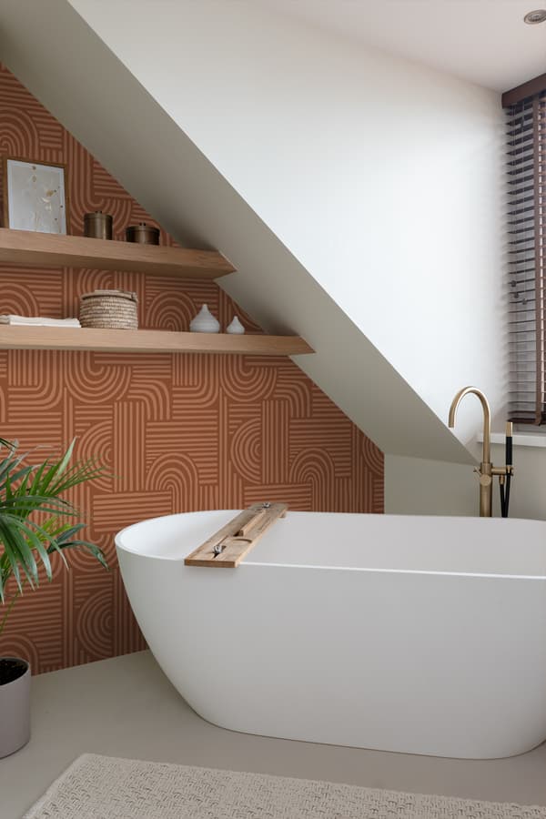 ESTAhome tapet 3D grafik terracotta rød 0.53 x 10.05 m