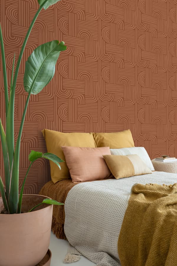 ESTAhome tapet 3D grafik terracotta rød 0.53 x 10.05 m