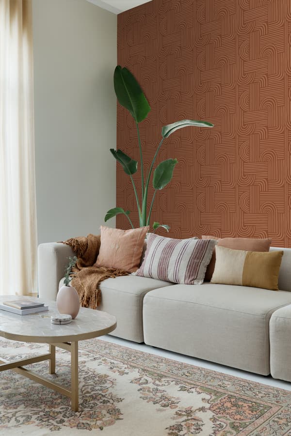 ESTAhome tapet 3D grafik terracotta rød 0.53 x 10.05 m