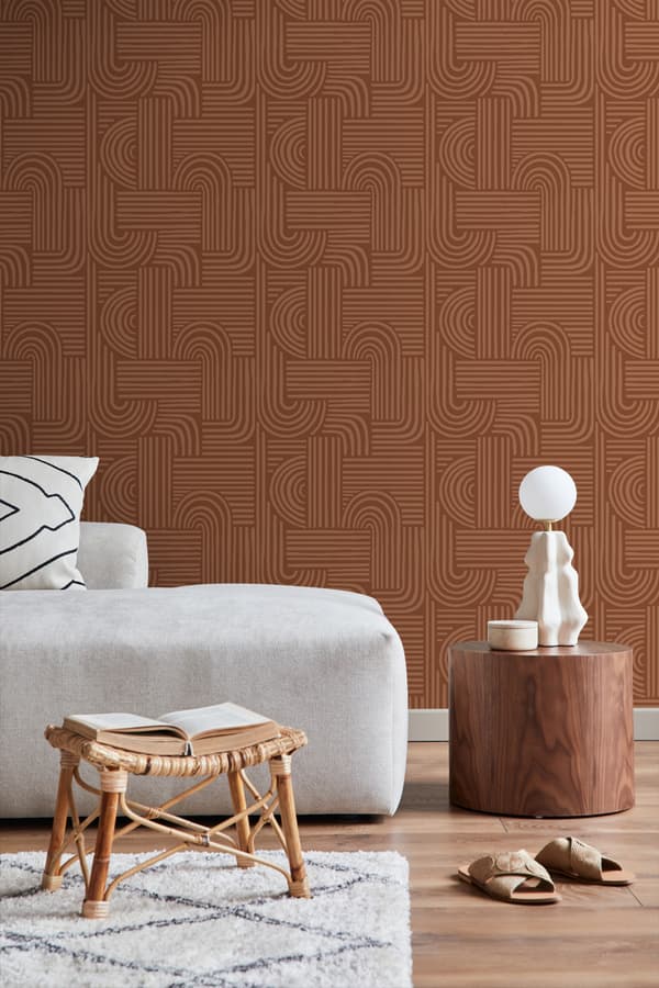 ESTAhome tapet 3D grafik terracotta rød 0.53 x 10.05 m