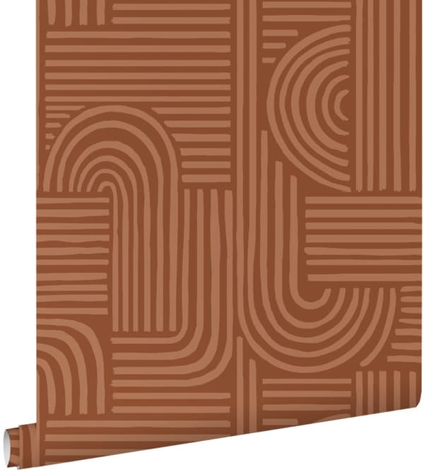 ESTAhome tapet 3D grafik terracotta rød 0.53 x 10.05 m