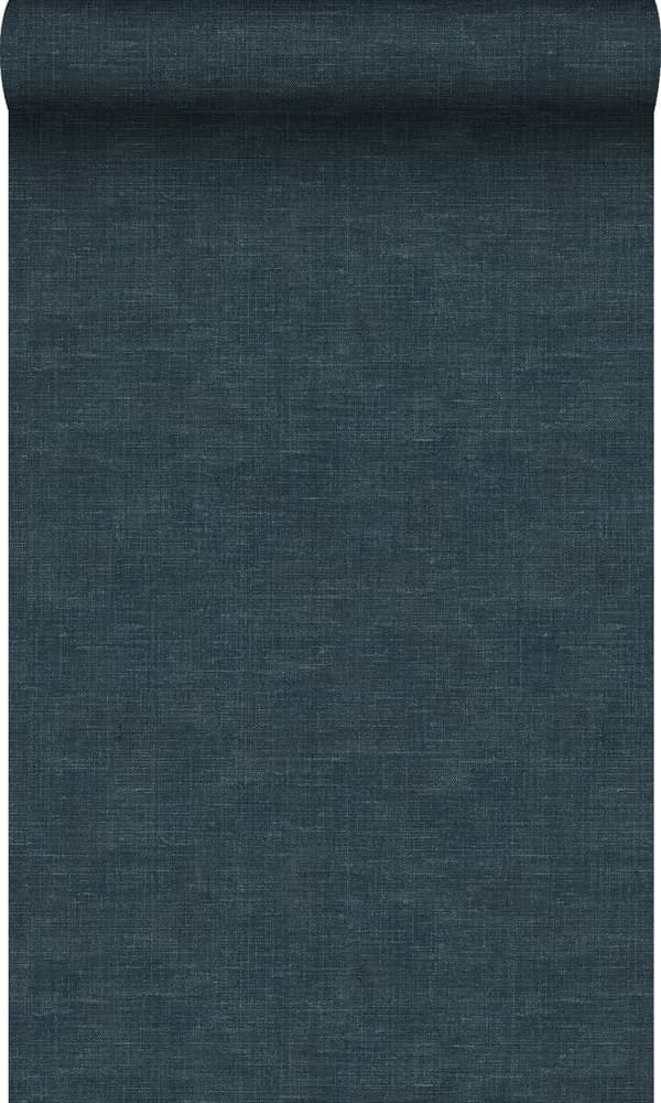 Origin Wallcoverings tapet ensfarvet linnedstruktur mørkeblåt 0.53 x 10.05 m