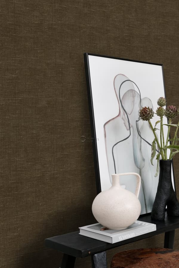 Origin Wallcoverings tapet enfärgad linnestruktur brunt 0.53 x 10.05 m