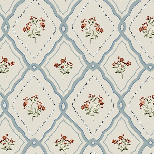 Laura Ashley - Non-woven Tapet Pinford Trellis Pale Seaspray Blue