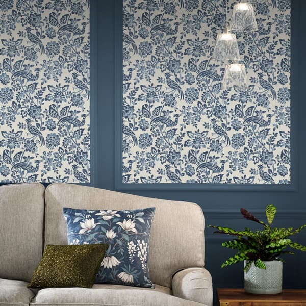 Laura Ashley - Non-woven tapet Adain Palace Dark Seaspray Blue
