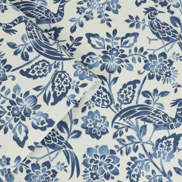 Laura Ashley - Non-woven tapet Adain Palace Dark Seaspray Blue