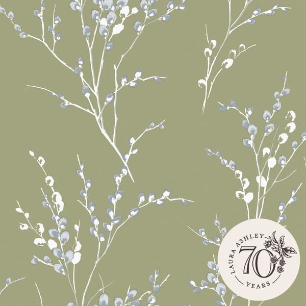 Laura Ashley - Non-woven tapet Pussy Willow Moss Green
