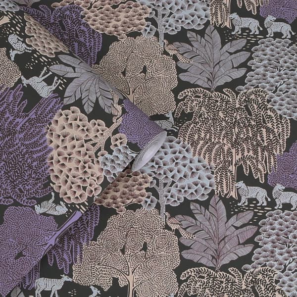 Laura Ashley - Non-woven tapet Garwood Grove Violet Grey