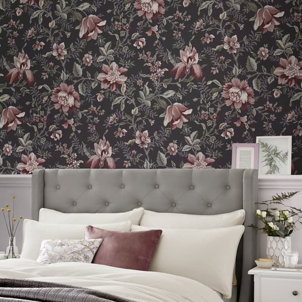 Laura Ashley - Ikke-vævet tapet Edita's Garden Charcoal Grey