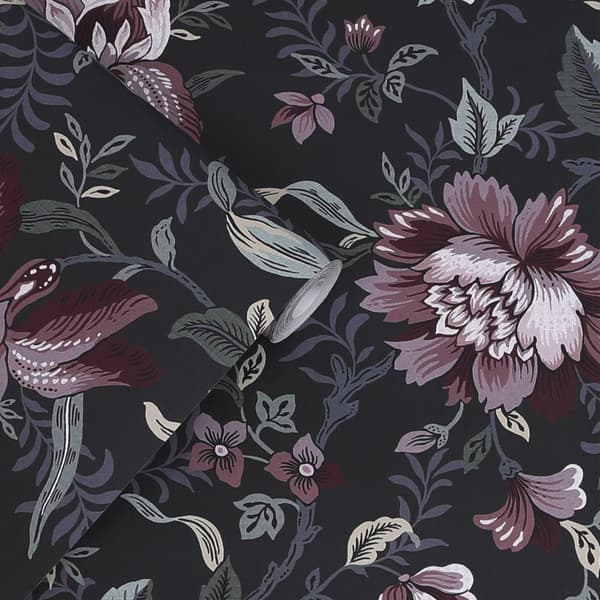 Laura Ashley - Ikke-vævet tapet Edita's Garden Charcoal Grey