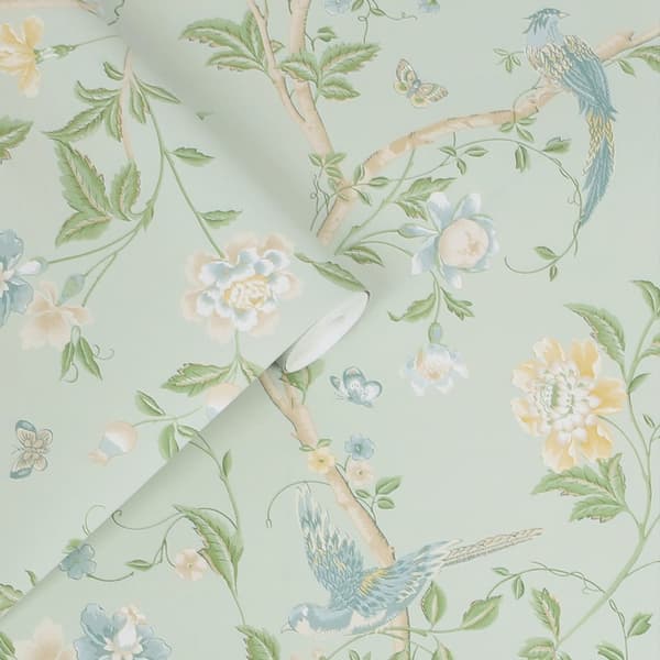 Laura Ashley - Non-woven tapet Summer Palace Eau de Nil Green