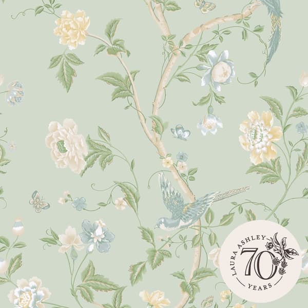 Laura Ashley - Non-woven tapet Summer Palace Eau de Nil Green