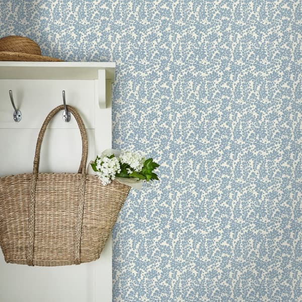 Laura Ashley - Ikke-vævet tapet Cariad Spray Newport Blue