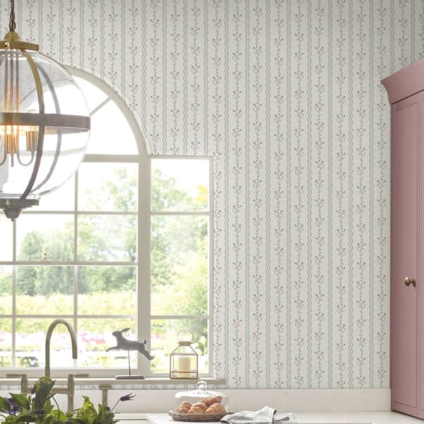 Laura Ashley - Non-woven tapet Blencow Stripe Dark Duck Egg Blue