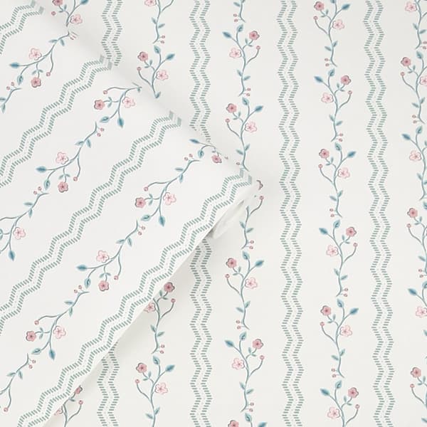 Laura Ashley - Non-woven tapet Blencow Stripe Dark Duck Egg Blue
