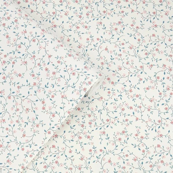 Laura Ashley - Non-woven tapet Belncow Sprig Dark Duck Egg Blue