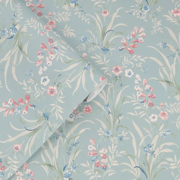 Laura Ashley - Non-woven tapet Mosedale Posy Dark Duck Egg Blue