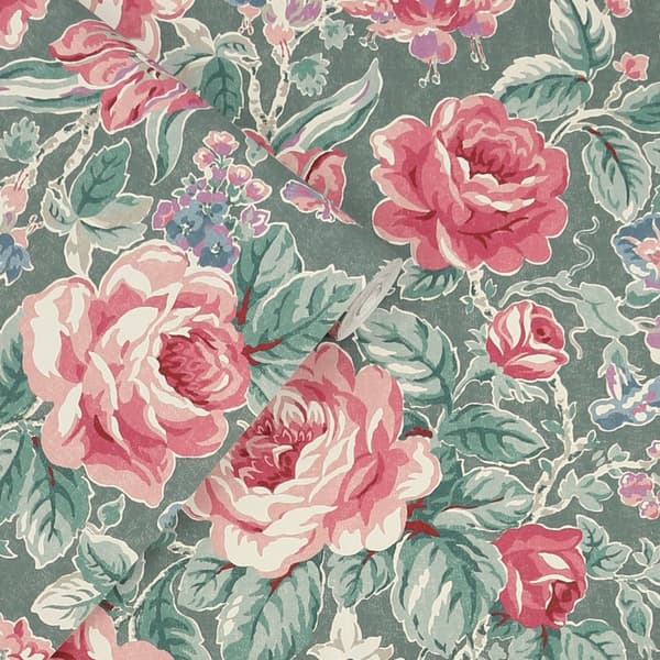 Laura Ashley - Non-woven Tapet Wild Roses Fern Green