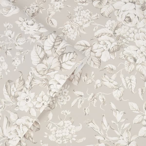 Laura Ashley - Non-woven Tapet Heledd Blooms Dove Grey