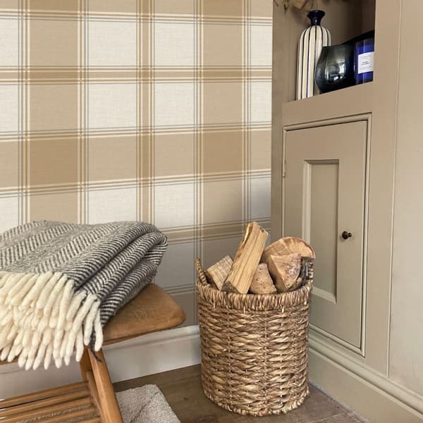 Belgravia Carmella Checked Heavyweight Vinyl Textured Wallpaper