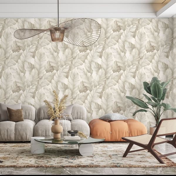 Limetree Kew Tropical Leaves Vinyl Textured Wallpaper