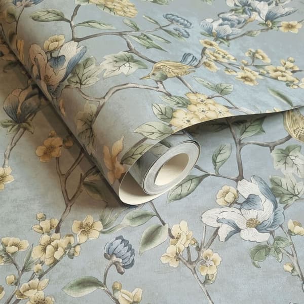Holden Décor Rural Paradise Floral Bird Trail Wallpaper