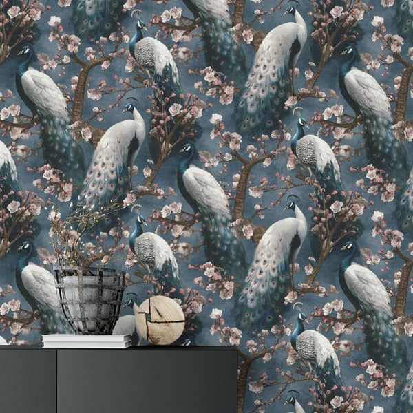 Erismann Play Of Light Peacock Vinyl Textured Wallpaper