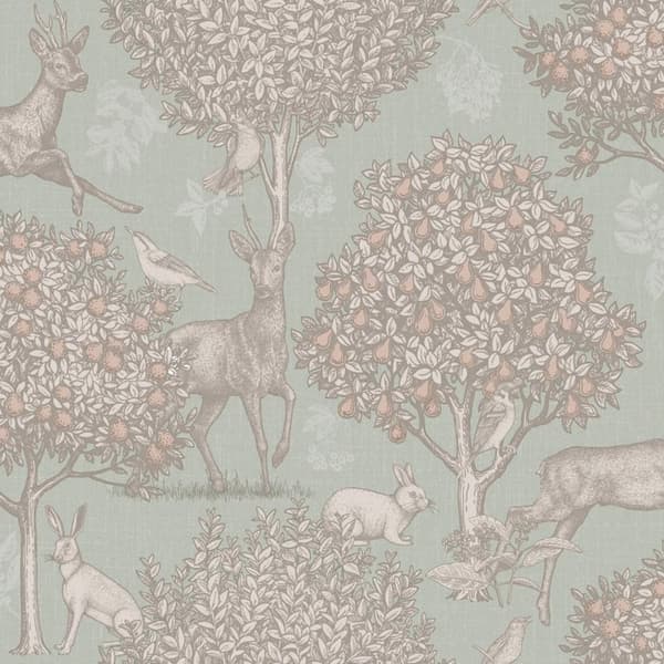 Arthouse Woodland Scene Bakgrund Sage Green 10m x 0.5m