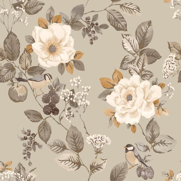 Belgravia Bramble Floral Wallpaper Beige 10m x 0.5m
