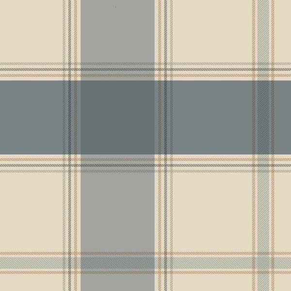 Belgravia Bramble Checked Wallpaper Blue 10m x 0.5m