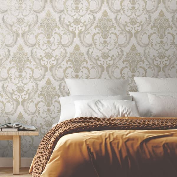Rasch Sonata Damask Heavyweight Vinyl Textured Wallpaper