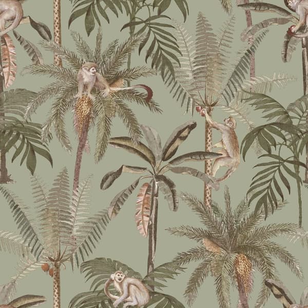 Holden Décor Monkey Oasis Wallpaper Sage 10m x 0.5m