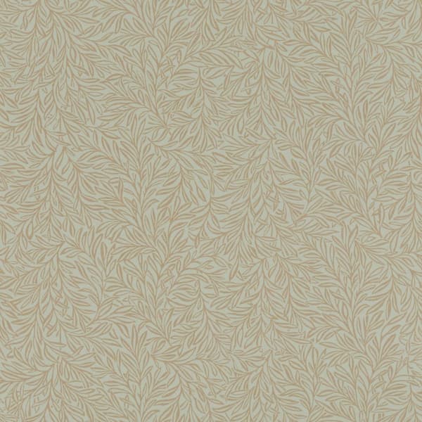 Rasch Salisbury Leaves Wallpaper Duck Egg/Gold 10m x 0.5m