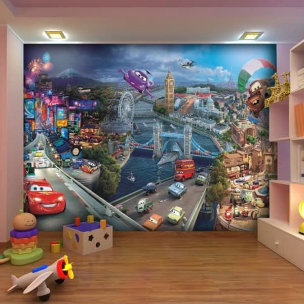 Tapeter - Disney - Cars World - H 254 x L 368 cm - Barnmotiv - Inredning