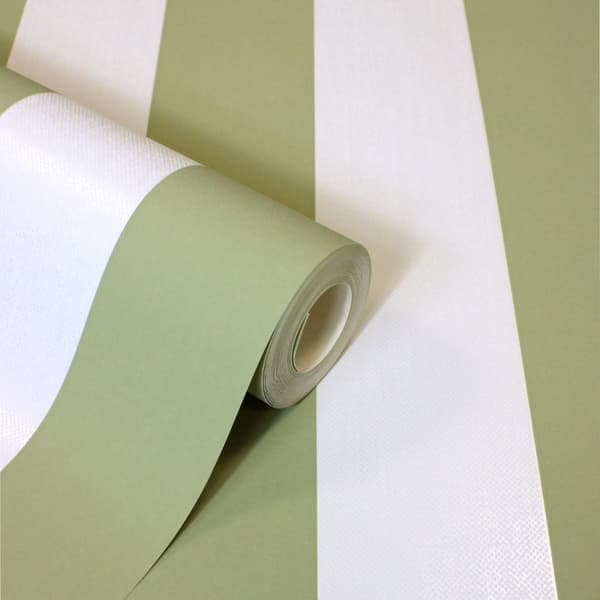 Fine Decor Juliette Stripe Vinyl Textured Wallpaper Sage Green 10m x 0.5m