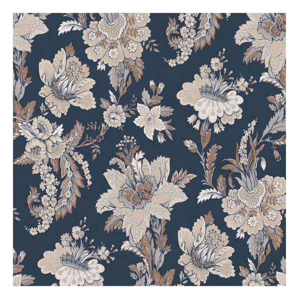 Erismann Abode Edward Floral Damask Wallpaper Navy 10m x 53cm