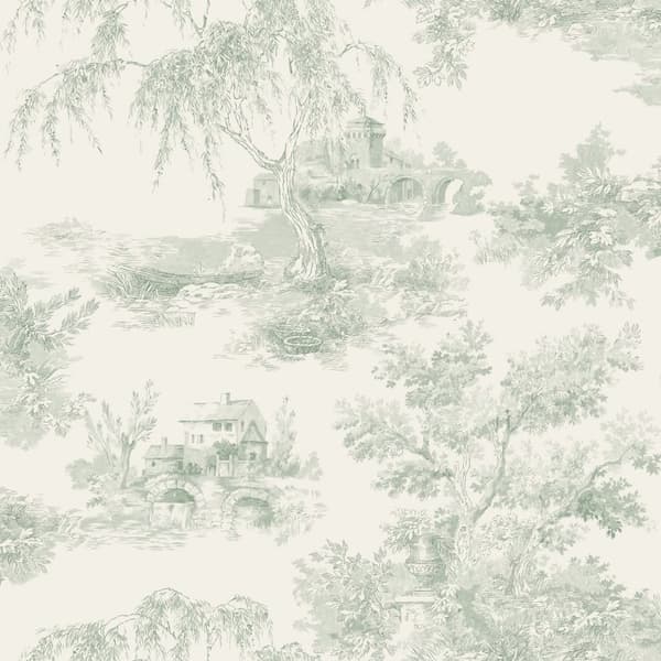 Grandeco Toile Wallpaper Green 10m x 53cm