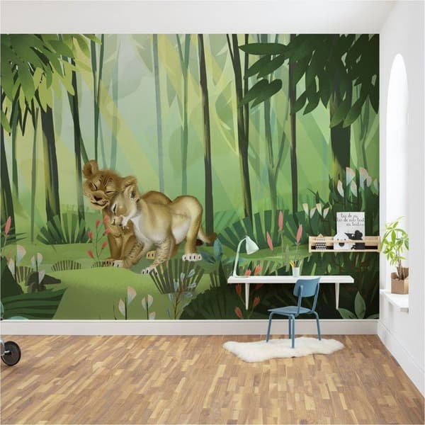 Fördjupa dig i Disneys Lion Kings värld! Upptäck non-woven tapeten Lejonkungen med Simba och NalaDenna pappersmodell