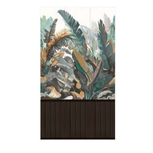 AS Creation Tropical Leaf & Wood Slats 2 In 1 Vinyl Textured Wallpaper Black/Multicoloured 8.8m x 53cm