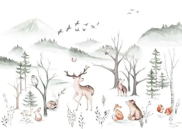 Komar - IAX8-0034 - Cozy Woods Non-Woven Fototapet Skogsdjur 400 x 280 cm