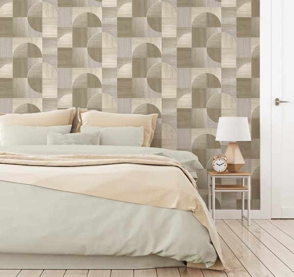 Easy Decor Non-woven Tapet - Træcirkler neutralt