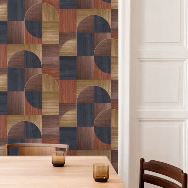 Easy Decor Non-woven Tapet - Träcirklar mörka