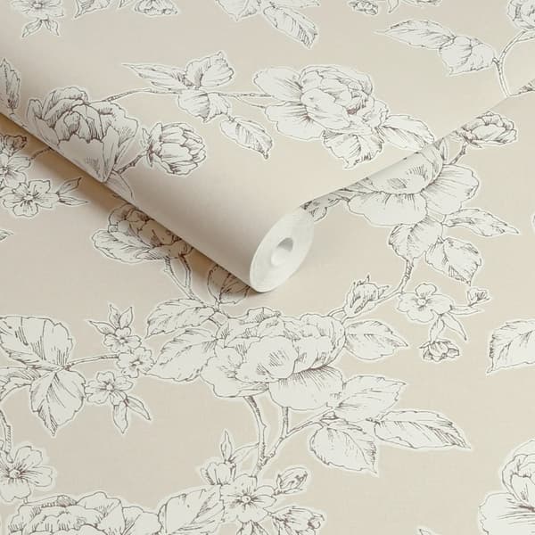 Laura Ashley Nonwoven Tapet Pollington Roses Natural