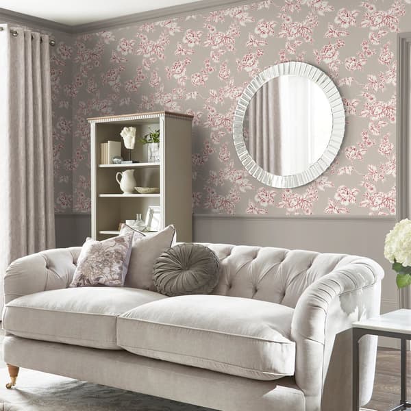 Laura Ashley Nonwoven Tapet Pollington Roses Mørkegrå