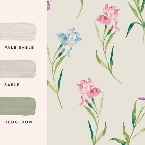 Laura Ashley Nonwoven Tapet Hawling Irises Natural