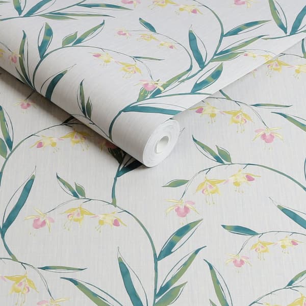 Laura Ashley Nonwoven Tapet Fulwell Fuchsia Grå