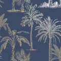 Miniatyrbild 2 av 2: DUTCH WALLCOVERINGS Tapet tropiska träd marinblå och silver
