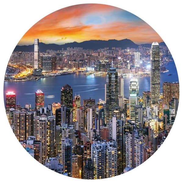 WallArt Tapet cirkelformad Skyline by Night 190 cm