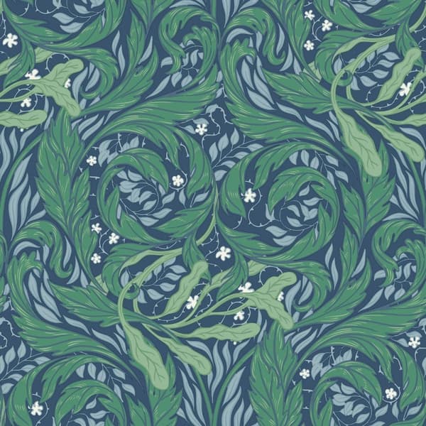 Muriva Vale Leaf Textured Wallpaper Green/Blue 10m x 0.5m