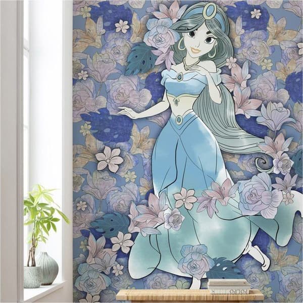 Fördjupa dig i Disneys Aladdins värld! Upptäck non-woven tapeten Aladdin med Jasmine. Denna modell av non-woven tapet